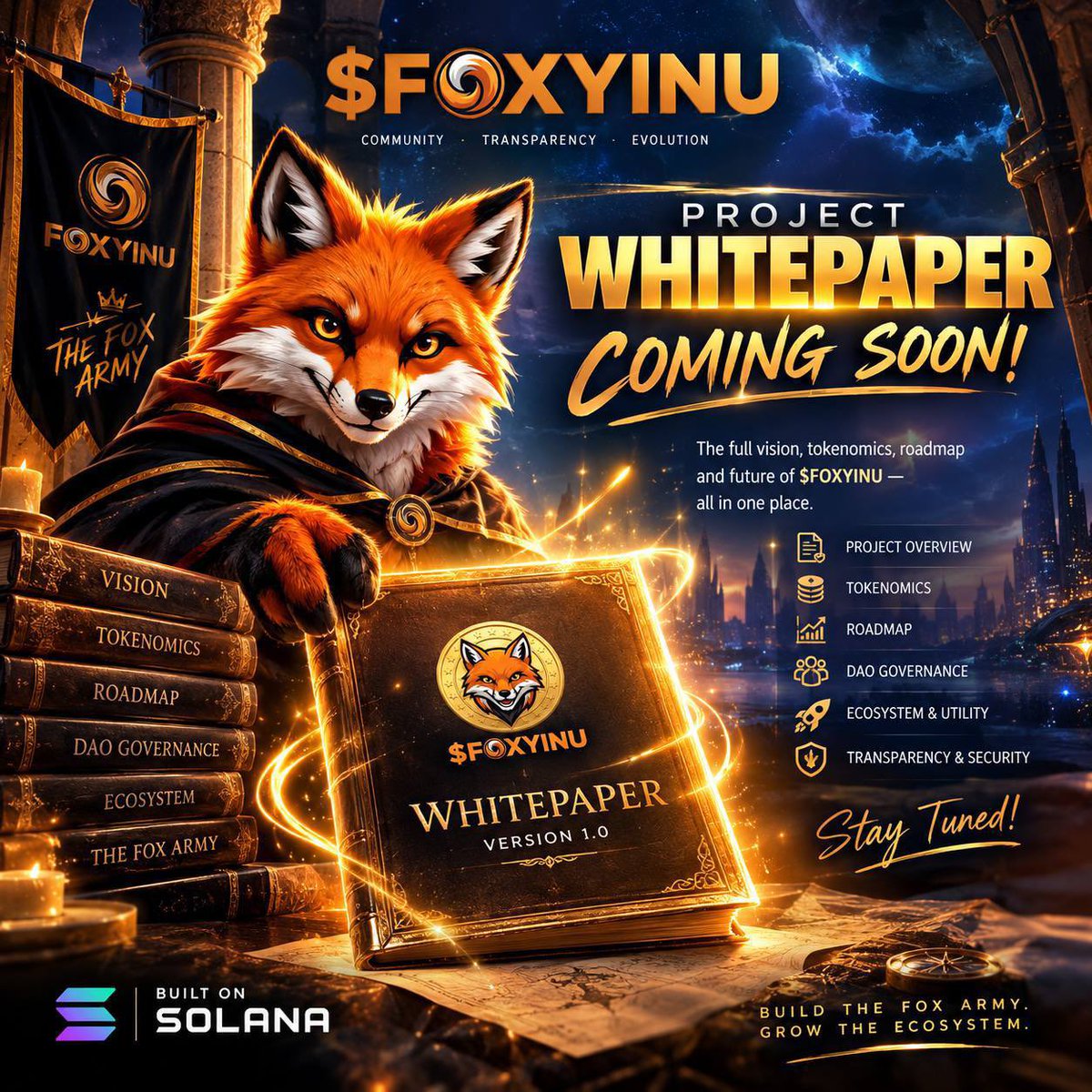 oxshirooni's tweet photo. $FOXYINU is more than just another meme coin.

Built on Solana, it represents community, courage, intelligence, and innovation bringing the Fox Army together to build something bigger.

If youre looking for the next meme movement, keep $FOXYINU on your radar. 🔥
@FOXYINU_SOL 
CA: https://t.co/25r8GPRttI