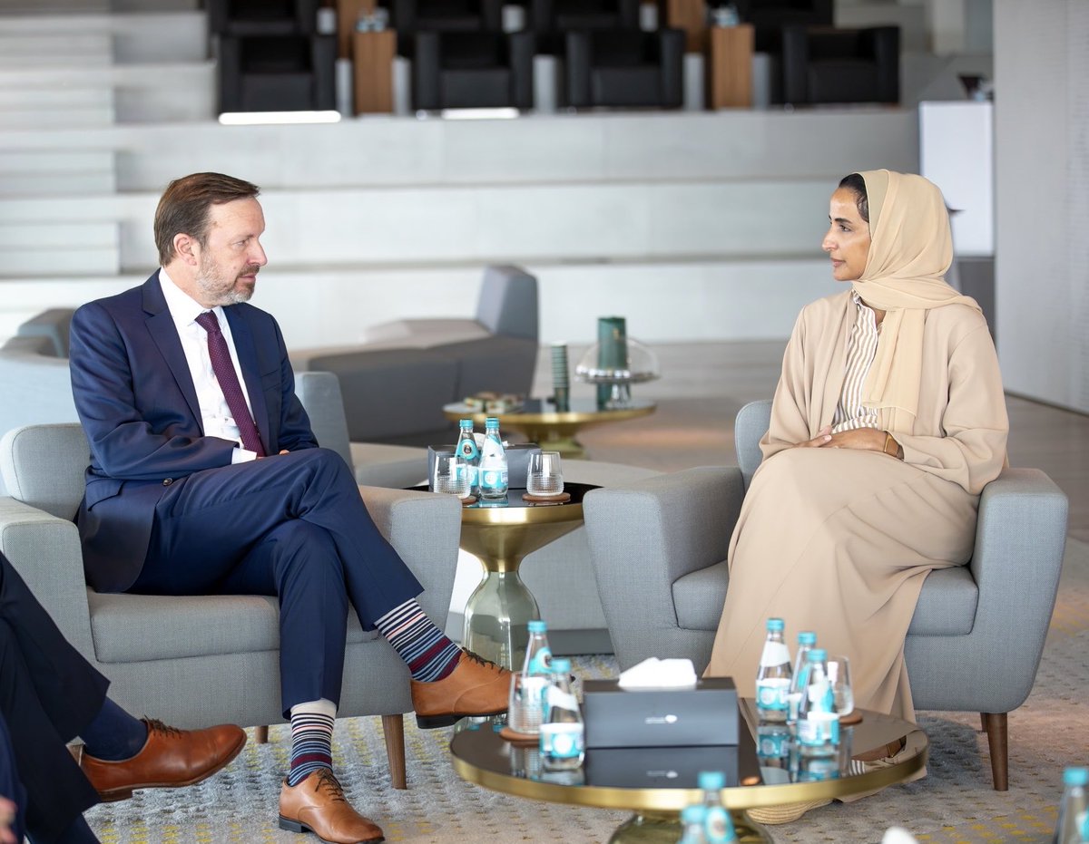 ChrisMurphyCT's tweet photo. The presence of American universities in Qatar is an important way for the United States to promote U.S. values in the Middle East and create more lasting people-to-people connections. I was glad to visit with Sheikha Hind Al Thani in Doha’s Education City https://t.co/xxJjEYQDck