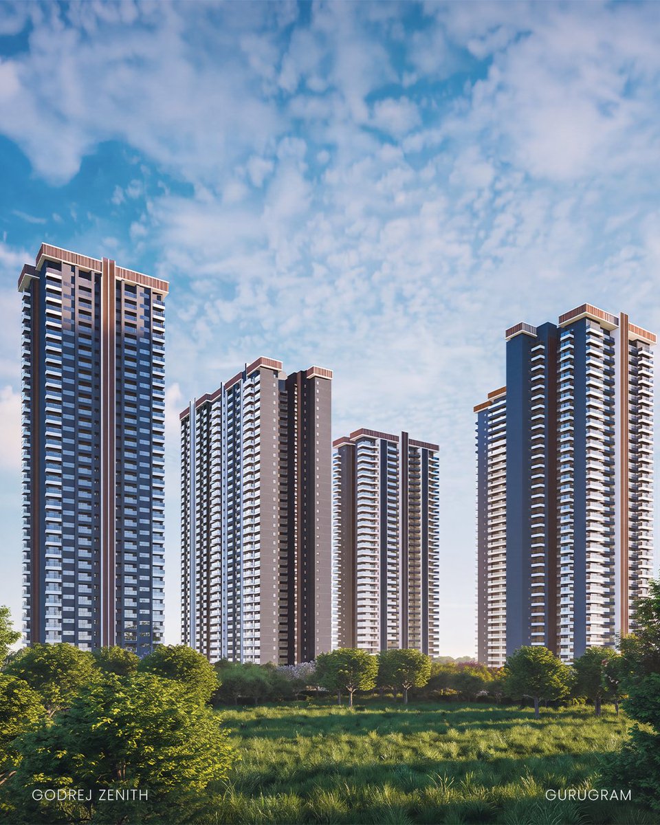 _morphogenesis's tweet photo. Godrej Zenith in Gurugram brings nine free-standing towers around a landscaped podium, preserving wind movement, privacy and openness while supporting wellbeing through shaded greens, sports and a 1.4 km health loop too. https://t.co/GcSZQCjJIU