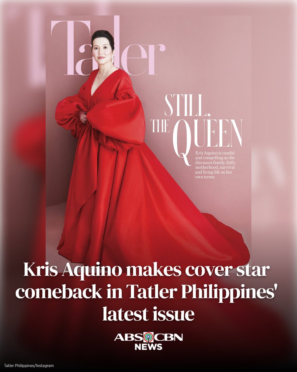 ABSCBNNews's tweet photo. STILL, THE QUEEN.

Kris Aquino graces the cover of Tatler Philippines’ October issue.

Read: https://t.co/pyI0dIWuI6 https://t.co/6H0R1v1Hsg