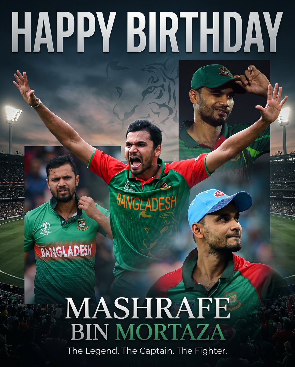 samipress's tweet photo. The Legend. The Captain. The Fighter. 🐅👑

From fierce spells with the new ball to leading a nation with unwavering heart and resilience—happy birthday to the ultimate talisman of Bangladesh cricket, Mashrafe Bin Mortaza.

#MashrafeBinMortaza #HappyBirthday #BangladeshCricket https://t.co/vT25VXq9UX