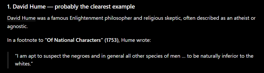 three_in_uno's tweet photo. @JamesR17283677 But your great Atheist minds who believed that some races were of higher evolutionary value used their beliefs to promote Slavery.They said "don't take our slaves because they are just animal". You really don't know history. Not only can you not condemn slavery, you promote it. https://t.co/HbObmFODgU