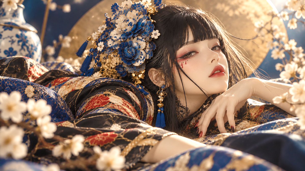 phokuinc's tweet photo. Opulent Blue and Gold Portrait π΅π‘ #ArtificialBeauty #DigitalMuses #AiPortrait https://t.co/Awsxj8ayAh