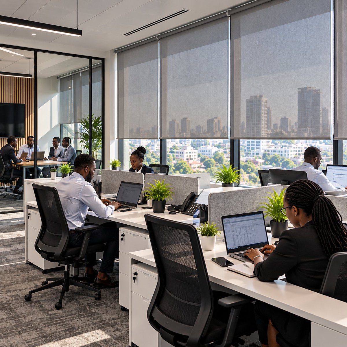 WindowPlusEA's tweet photo. Keep your office cool, comfortable and productive with our Sunscreen Roller Blinds. ☀️🏢
Stylish shade without losing the view.
📞 Contact Window Plus today for a free site visit. https://t.co/ZkGn1LkW2m