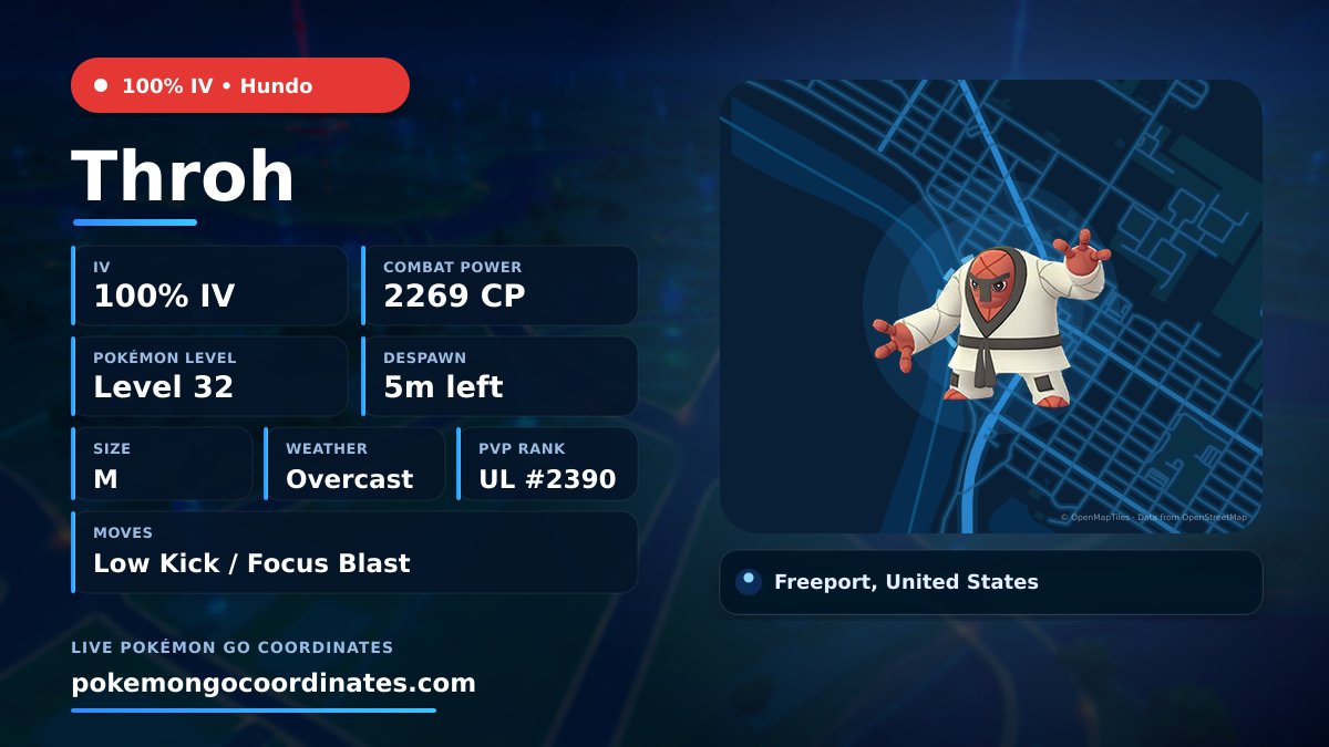 CoordsPokemonGo's tweet photo. #Throh Wild Spawns
💯% IV • 2269 CP • Level 32
Despawns in 5m
📍 28.969462,-95.372895
#100IV • #RareSpawn https://t.co/JIEyHMMcOS
