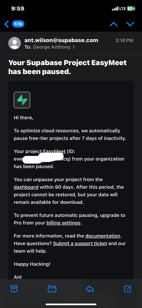 SirEstablish's tweet photo. @supabase pls i just lost my laptop so removing my project after 90 days i understand but I don’t think I can get a new laptop even in 90 days https://t.co/rwDMYyxYb1
