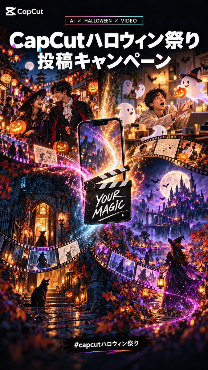 capcutapp_jp's tweet photo. 🎃 CapCutハロウィン祭り、開幕!👻
AI動画投稿キャンペーンを開催します✨
かわいいおばけ、魔女のいる街、ちょっとゾクッとする不思議な物語……。
CapCutのAI制作ツールで、あなただけのハロウィン動画を作ってみませんか?
作品の長さ・AIモデルは自由!
条件を満たした作品を1本投稿するだけで、参加賞のAI Creditsがもらえます🎁
さらに、再生数に応じたAI Credits・CapCut Proの特典も!
こわくても、かわいくても、おもしろくても。
あなたらしいハロウィン作品をお待ちしています🦇
参加方法・詳しい条件は、CapCut AI CPPコミュニティでチェック👇
これから参加したいクリエイターの方も、ぜひ!
CapCut AI CPP:
https://t.co/PV5nFXTOuy
#CapCut #capcutcpp #capcutハロウィン祭り #AI動画 #AIクリエイター