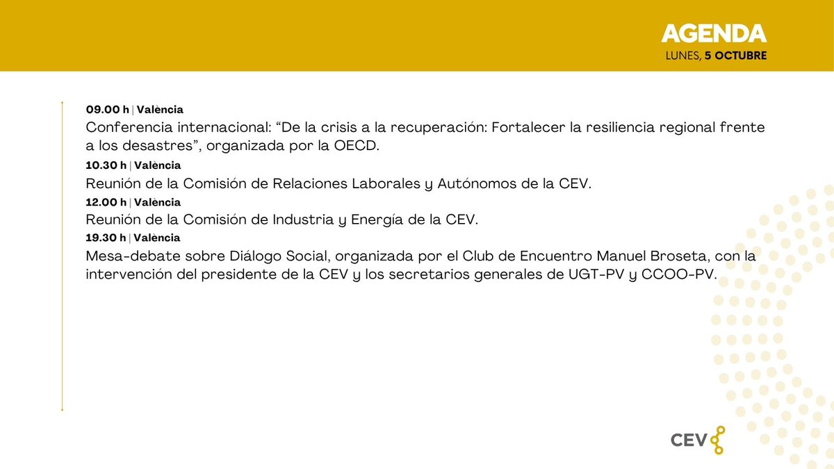 CEV_CV's tweet photo. 🗓️ ¡Buenos días! Agenda de la #CEV para hoy👇 https://t.co/tGmDKMoEd3