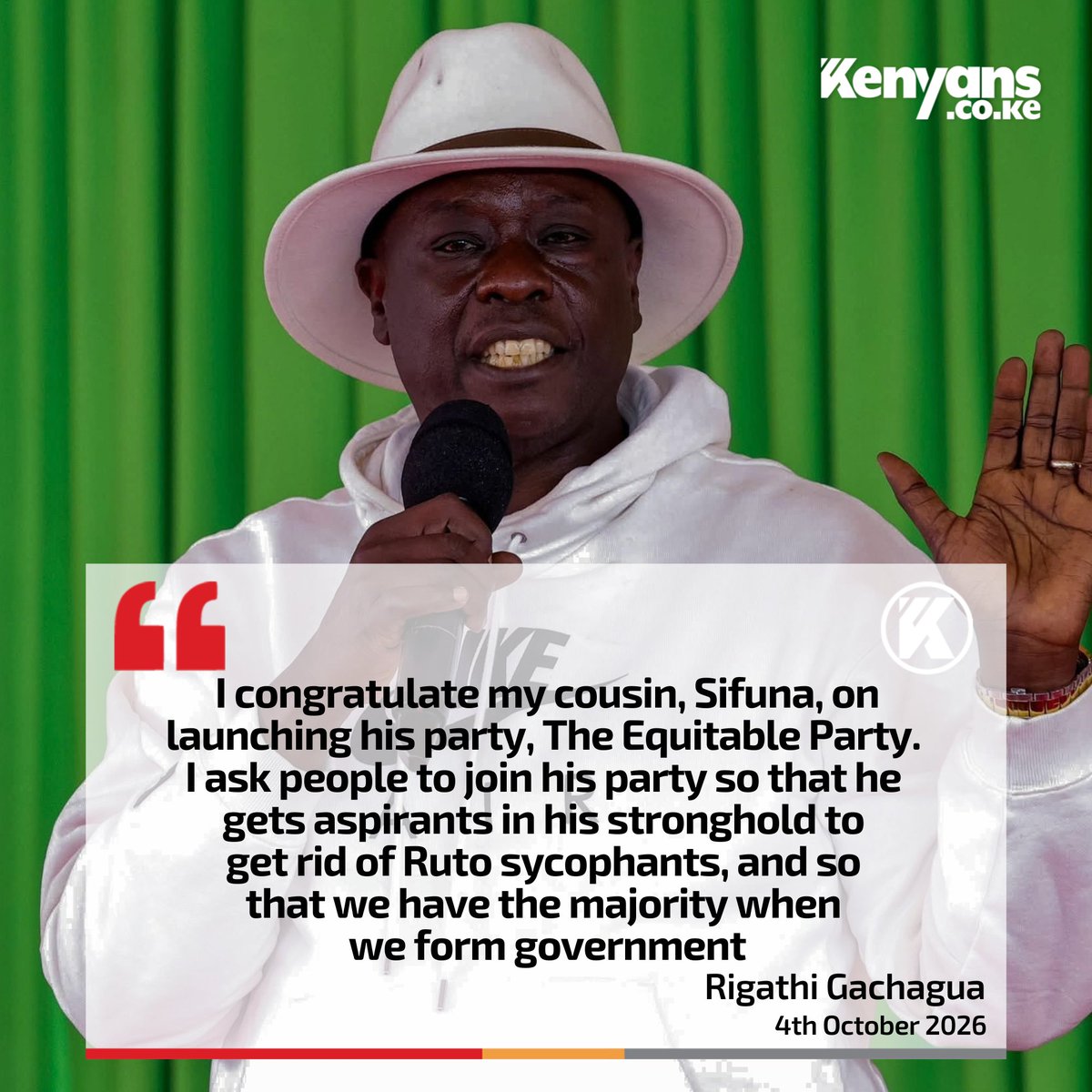 Kenyans's tweet photo. I ask people to join Sifuna's party so that he gets aspirants - Gachagua https://t.co/R3b7GKXFWu