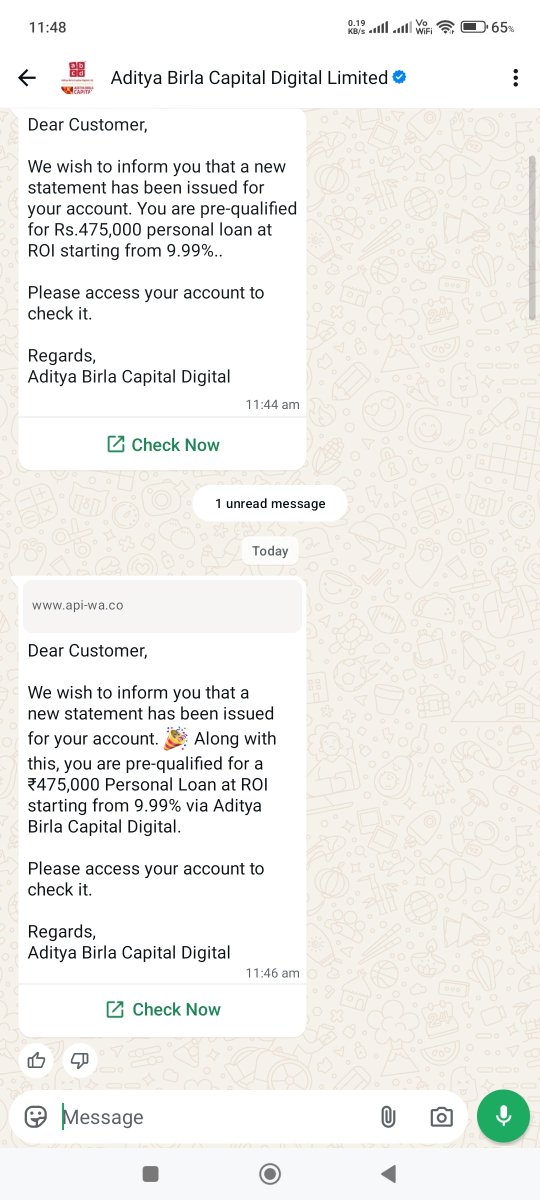 unknow123r's tweet photo. @abcapital I am really eligible for this loan in which you sent via whatsapp or is it a marketing promotion? Need a clarification from you. https://t.co/3g66Xx0DAF