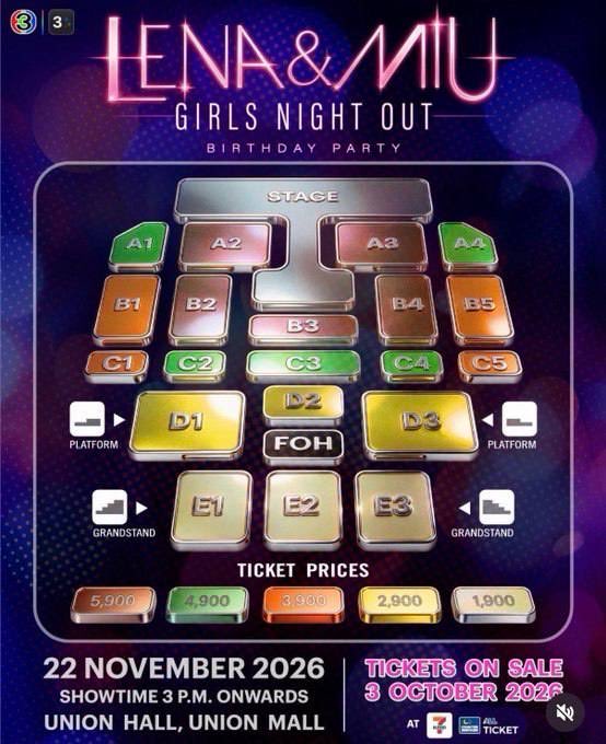 UPPIEapnk's tweet photo. WTS want to sell HTB

Lena &amp; Miu 'Girls Night Out Birthday Party in Bangkok 🇹🇭

Tickets 
-ZONE A2, 5900 THB
-ZONE C3, 4900 THB

Instant transfer/ meetup f2f
On-site assistance at venue

Foreigners too ok DM!

#LenaMiuBirthdayParty https://t.co/sISGLdoSPa