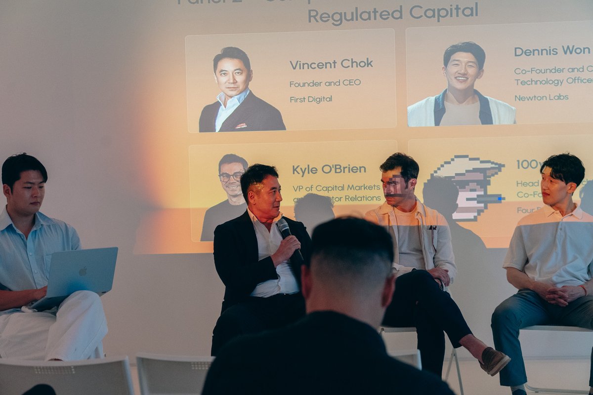vchok's tweet photo. Joined Panel 2 at Institutional Privacy Day in Seoul, "Compliance-Ready Infrastructure for Regulated Capital", with @NewtonLabs and @zama.

The big shift is from reactive to proactive compliance. Instead of checking transactions after the fact, the rules sit in the rails. Counterparties are verified before money moves, the settlement asset is fully reserved, and the record is there whenever a regulator asks.

Privacy and compliance don't have to pull against each other. Good to discuss with teams building both sides of it.