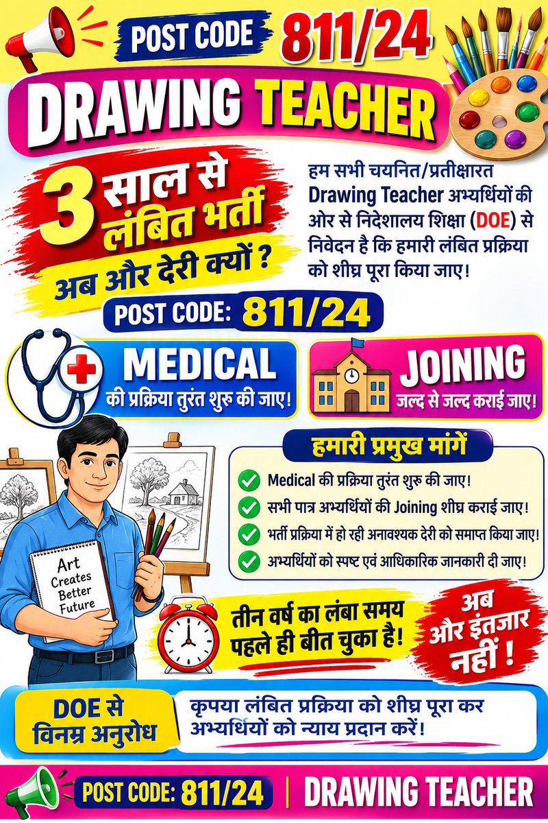 kumarwwvwo's tweet photo. Post code 811/24,Drawing Teacher medical and joining krauo @LtGovDelhi @gupta_rekha @ashishsood_bjp @Dir_Education https://t.co/wqzMInIUUj