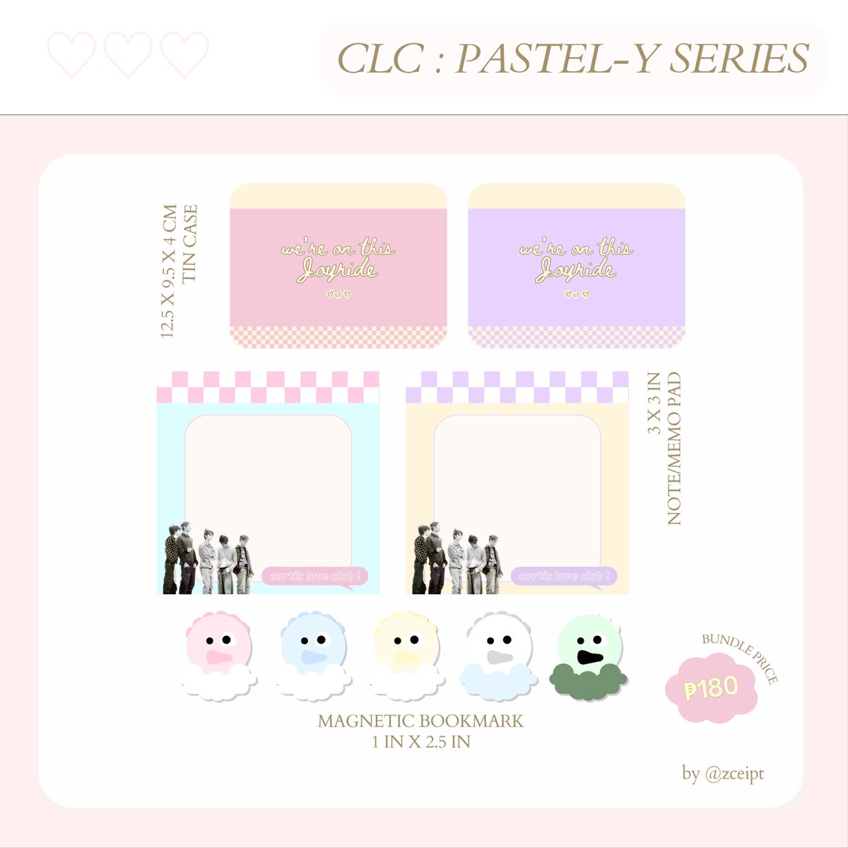 zceipt's tweet photo. hi hi, will drop by oct 7 ! changed the washi tape into magnetic bookmark ><

pl:
— tincase: ₱120
— memo pad: ₱40
— magnetic bookmark: ₱30
— bundle price would be ₱180 ! 

tysm for showing interest 🍥 https://t.co/ftMGfk31Mx