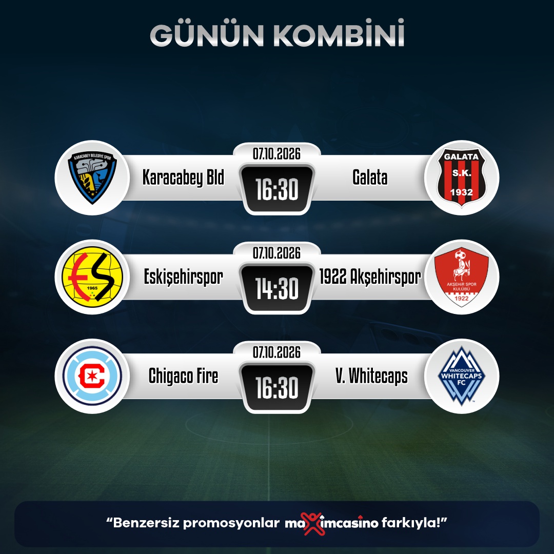 SosyalMaximm's tweet photo. 🥇Günün Popüler Maçları ve Kazandıran Kombini Maximcasino

🏆  Karacabey ⚔️ Galata
🏆  Eskişehirspor ⚔️ 1922 Akşehirspor
🏆  Chigaco Fire ⚔️  V. Whitecaps

🔥9⃣Yıllık Tecrübe Eğlendirirken Kazandırıyor https://t.co/Y9pKxoQ5i4 https://t.co/rSKnVYUZ83