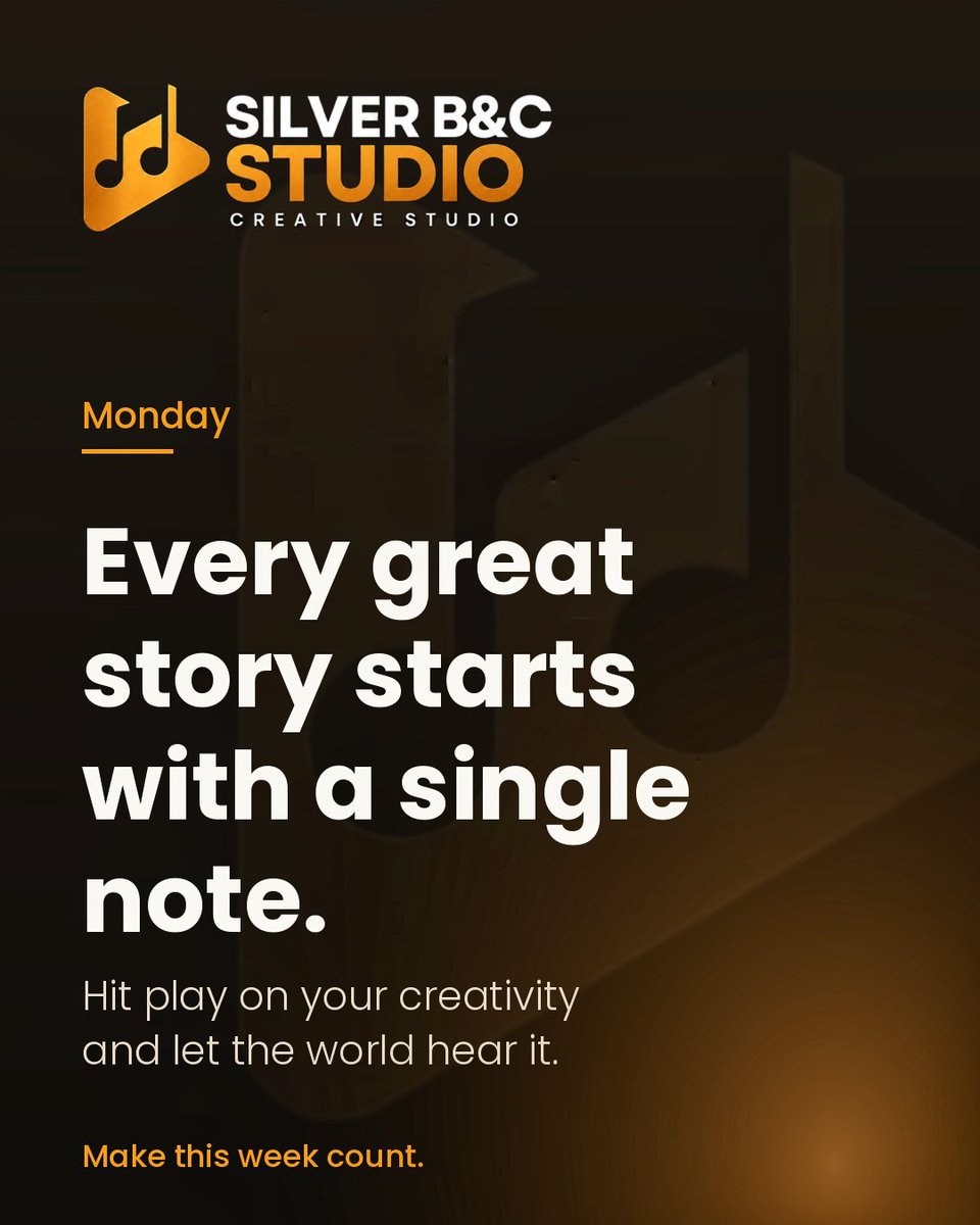 Silverbcstudio's tweet photo. Every great story starts with a single note. This Monday, hit play on your creativity and let the world hear what you've got. https://t.co/NTgLXt0DXw