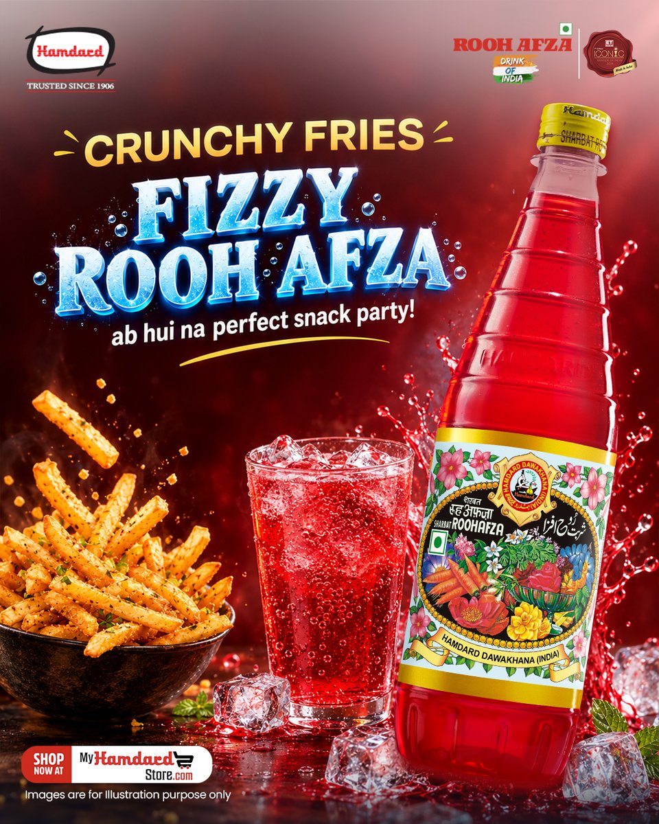 HamdardFoods's tweet photo. Crunchy fries, fizzy Rooh Afza — the perfect pair for a snack-time treat!

#RoohAfza #Hamdard #FizzyRoohAfza #SnackTime #RoohAfzaLove https://t.co/LKSGr3qPzO