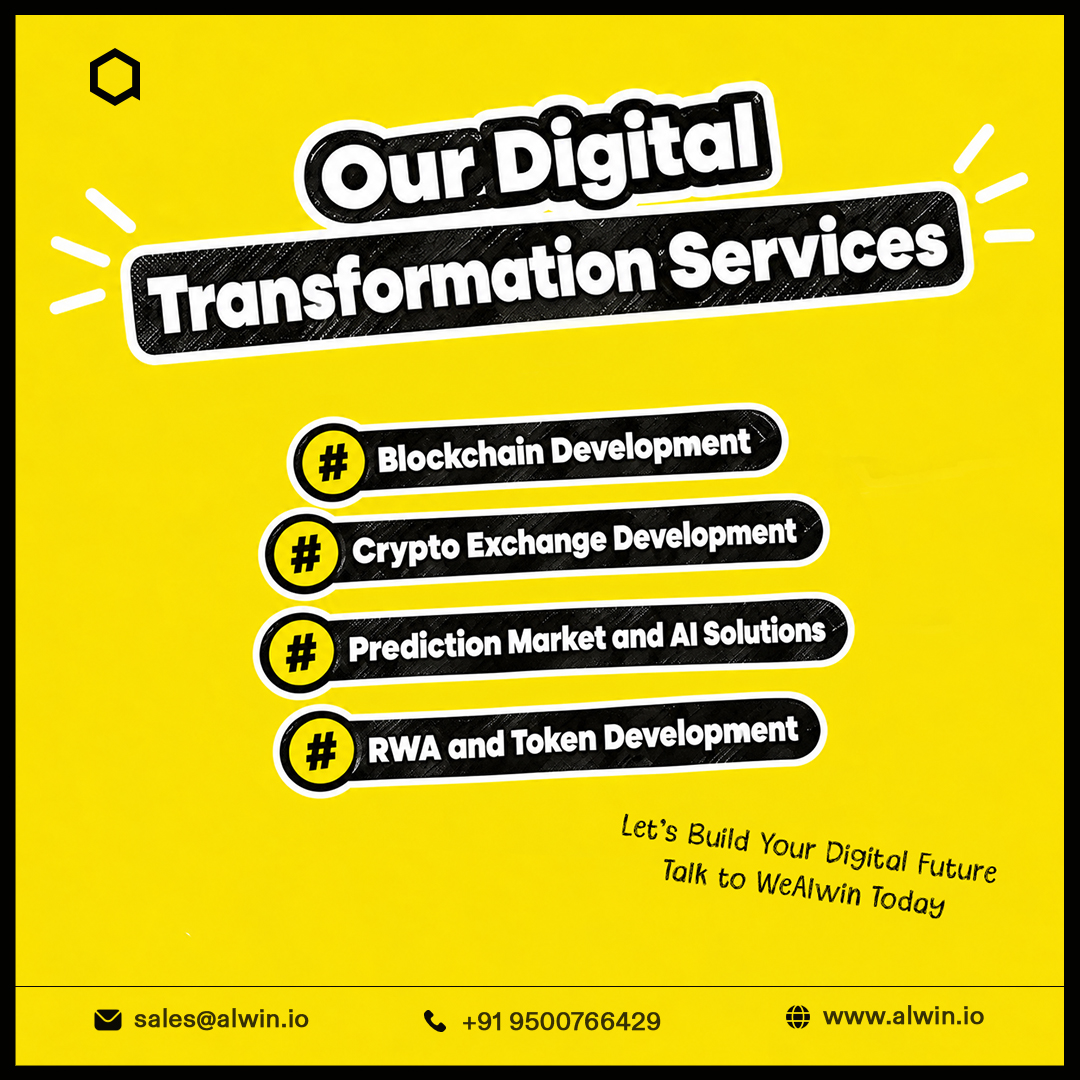 AlwinTechnology's tweet photo. ๐ YOUR BUSINESS DOESNโT NEED MORE TECHNOLOGY. IT NEEDS THE RIGHT TECHNOLOGY.
Letโs Build Your Digital Future-https://t.co/tQeQwV9Ela
#DigitalTransformation #BlockchainDevelopment #AI #CryptoExchange #PredictionMarket #RWATokenization #TokenDevelopment #WeAlwin https://t.co/UojOf4VPsn