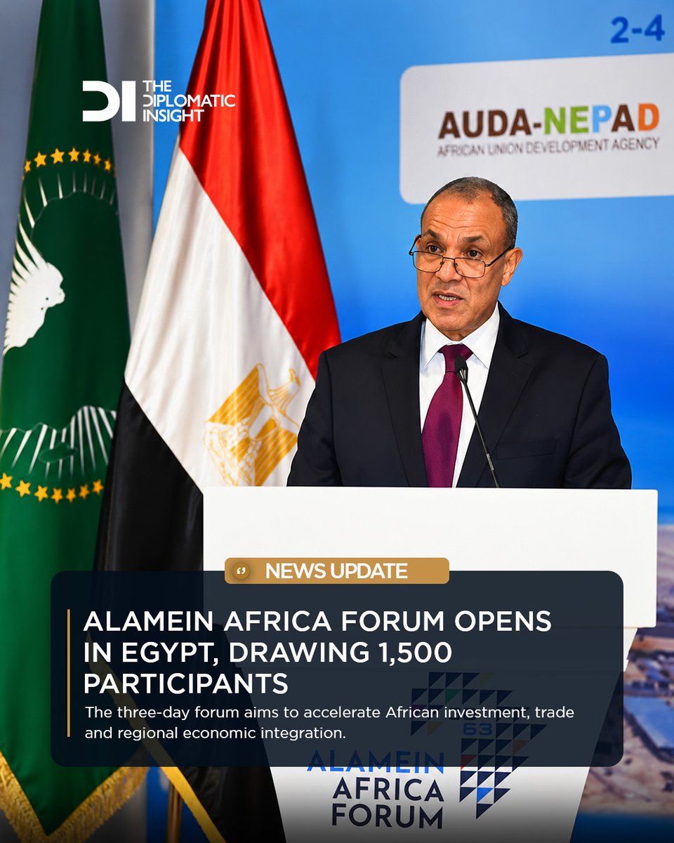DiplomaticIns's tweet photo. #Update Turning Africa's economic ambitions into investment opportunities.

The inaugural #Alamein Africa Forum brings together political leaders, investors and financial institutions to advance cross-border partnerships and Agenda 2063.

🔗 Read the full story:
https://t.co/iGNeBMT645