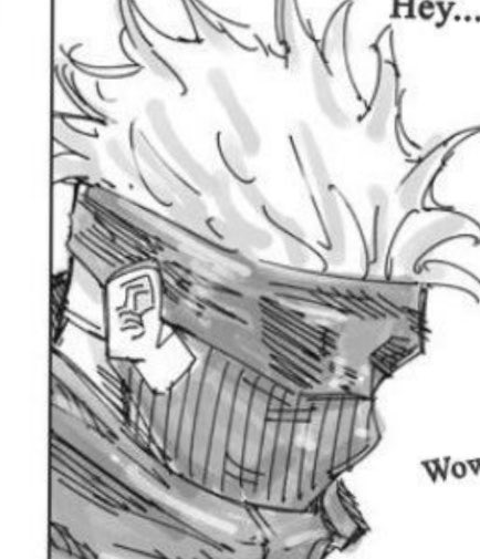starlessatoru's tweet photo. gege drawing gojo with his whole face covered during covid times will never stop being funny to me. like imagine seeing this on the street https://t.co/PyLogFB5Ze
