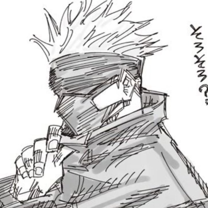 starlessatoru's tweet photo. gege drawing gojo with his whole face covered during covid times will never stop being funny to me. like imagine seeing this on the street https://t.co/PyLogFB5Ze