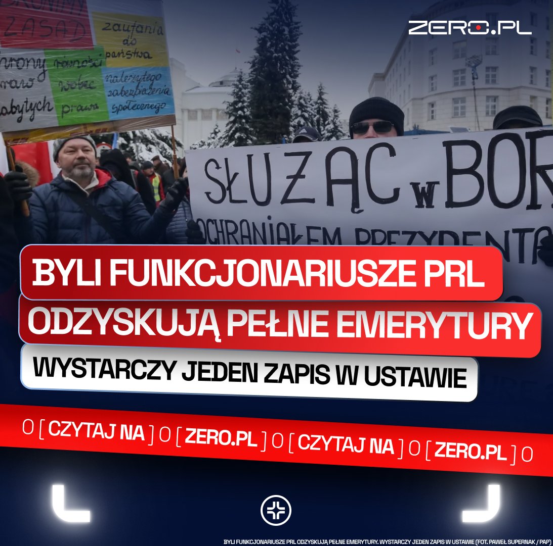 OficjalneZero's tweet photo. Byli funkcjonariusze służb PRL coraz częściej odzyskują pełne emerytury. Robią to w sądach, ale też dzięki art. 8a ustawy dezubekizacyjnej, który pozwala szefowi MSWiA przywracać świadczenia. 

Od grudnia 2023 r. zapadło ponad 2,7 tys. pozytywnych decyzji. O szczegółach informuje „Gazeta Wyborcza”. 

🖋️ Tomasz Pałasz