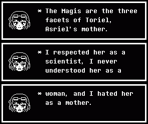 schmervert's tweet photo. I made another Evangelion x Deltarune piece, this time with Kaji, Misato and Ritsuko. Plus a quick dialogue box to expand the damn AU a bit https://t.co/VqzCqagn2L