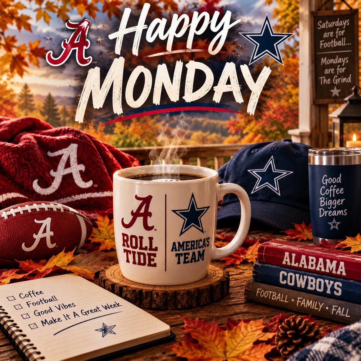 Thomasvilla180's tweet photo. Happy Monday... Great wins all round this weekend!! #rolltide #dallascowboys #nfl #collegefootball https://t.co/MzFAbEoQlH