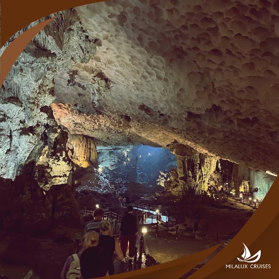 andrea082212's tweet photo. Sung Sot Cave reveals Ha Long’s timeless beauty, with striking stalactites shaped over millions of years. Every step brings a new breathtaking view—an unforgettable highlight of your journey with Milalux Cruises. https://t.co/Oq6JYMzbio