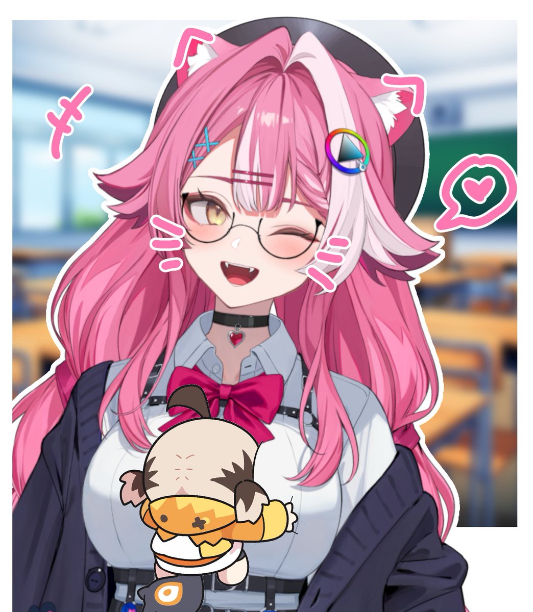 Andysudern's tweet photo. Sorry I had to. Gigi wants to be the button too.

Artist is @/underdatv https://t.co/17N3aOXOtr