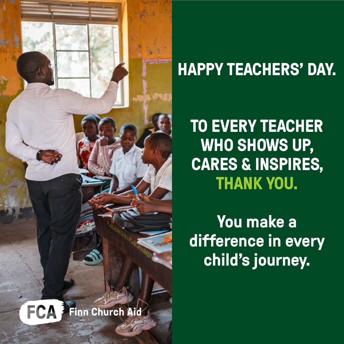 fca_uganda's tweet photo. Today, we celebrate every teacher making a difference across Uganda.

Happy #WorldTeachersDay! https://t.co/81d9VRRdxv