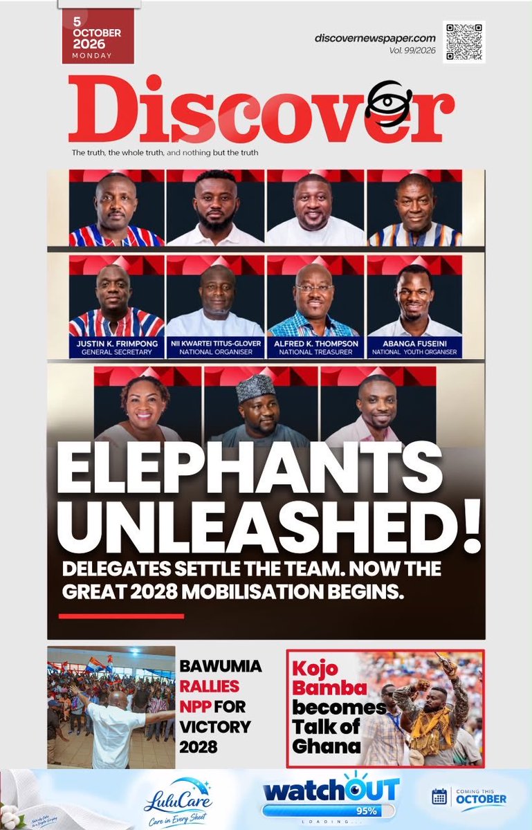 AmoakoKwam's tweet photo. Monday… October 5, 2026 — Discover Newspaper Frontpage!

All stories available on https://t.co/xPp4BQOnXw

#DiscoverNewspaper
#DiscoverNews https://t.co/a6fdOas73T