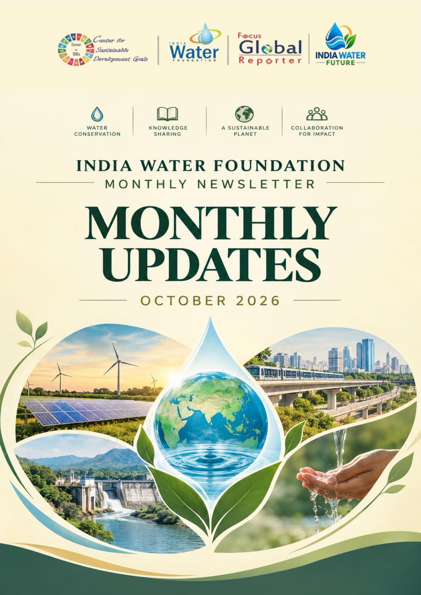 IndiaWaterFoun1's tweet photo. We are pleased to share the #October2026 edition of #IndiaWaterFoundation’s #Newsletter bringing together a diverse range of insights #conversations & #developments from across the #water & #sustainabilitylandscape....Click here for the newsletter: https://t.co/oRnuhf8oja https://t.co/W4RhWhjSN7