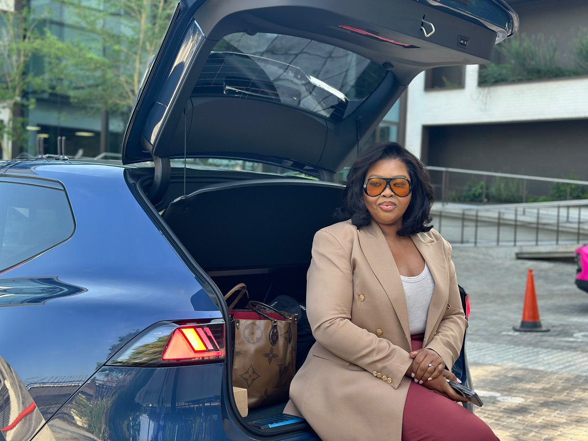 Anele's tweet photo. We are driving to Durban sana and @FrankieFire is lost already!!!! Why am I facing Limpopo 

We are in the brand new BMW iX3 

805ks from a single charge! 

Journey with us. 

Tune in we are live from the road 

#Aneleandtheclubon947 https://t.co/fqdTsK5ayA