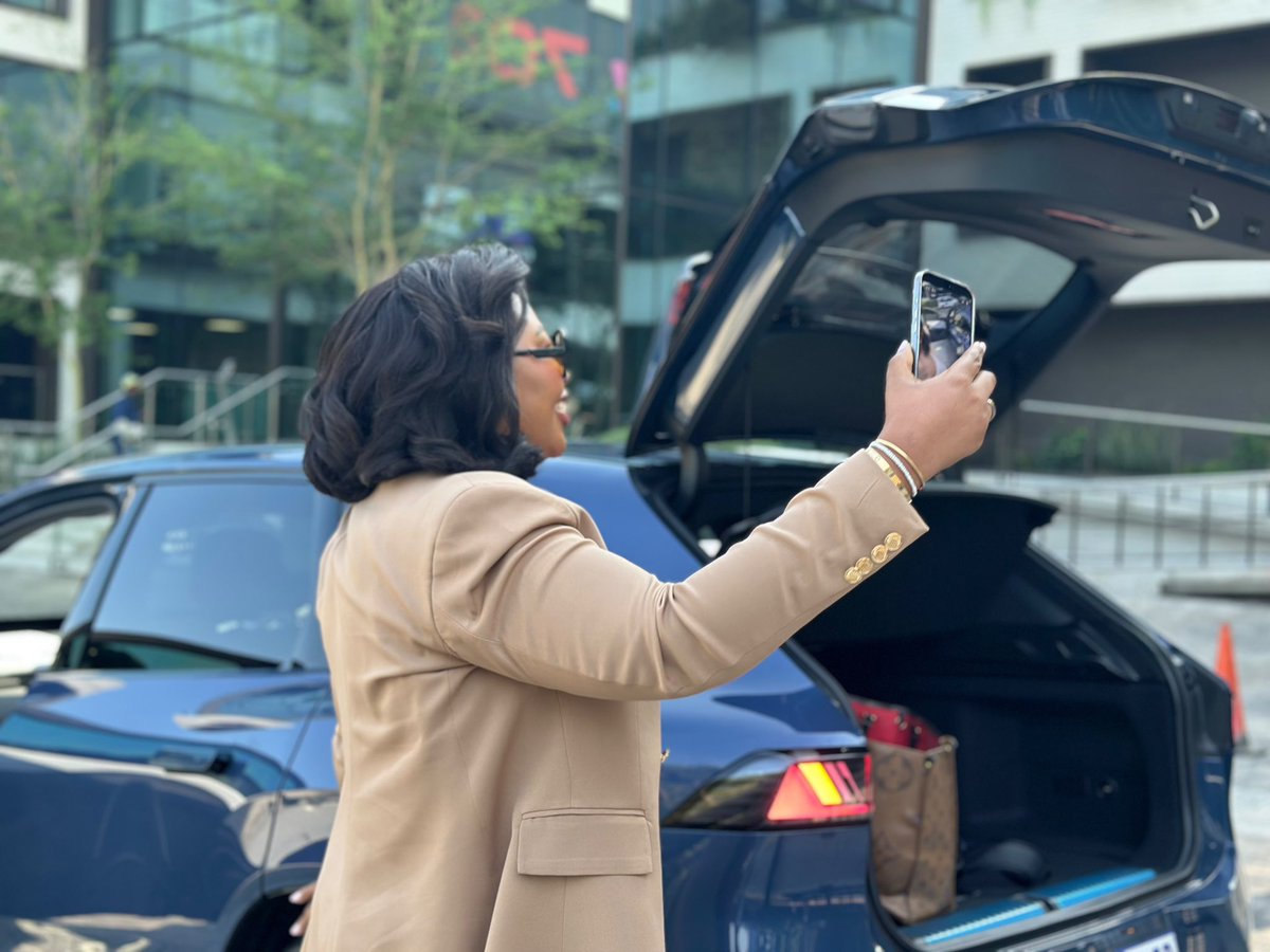 Anele's tweet photo. We are driving to Durban sana and @FrankieFire is lost already!!!! Why am I facing Limpopo 

We are in the brand new BMW iX3 

805ks from a single charge! 

Journey with us. 

Tune in we are live from the road 

#Aneleandtheclubon947 https://t.co/fqdTsK5ayA