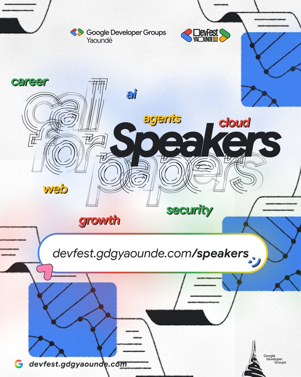 GDGYaounde's tweet photo. Got a story, a project, or an idea that needs to be heard? 🎤

The Call for Speakers for DevFest Yaoundé 2026 is officially OPEN! Whether it's your first time or your 50th, we want you on our stage on Nov 21.

Submit your talk: https://t.co/rdqe7d2DiK 🚀 #DevFest2026 https://t.co/TlgDPJ3YA6