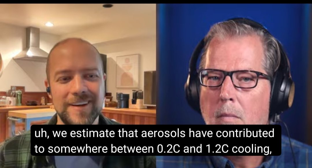 ClimateBen's tweet photo. Suddenly, Zeke Hausfather is talking about the full range of possible global warming being masked by aerosols. He denies the capitalist-growth system has locked in catastrophic abrupt change, but he knows it has. https://t.co/jp6LYiH4i5