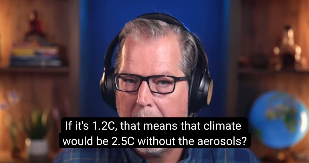 ClimateBen's tweet photo. Suddenly, Zeke Hausfather is talking about the full range of possible global warming being masked by aerosols. He denies the capitalist-growth system has locked in catastrophic abrupt change, but he knows it has. https://t.co/jp6LYiH4i5