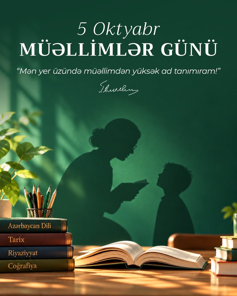 nagiyev_ilham's tweet photo. Güclü dövlətin təməli savadlı cəmiyyət, savadlı cəmiyyətin memarı isə müəllimdir. Ölkəmizin parlaq gələcəyi və tərəqqisi naminə fədakarlıqla çalışan bütün təhsil işçilərinin peşə bayramı mübarək!

#MüəllimlərGünü #MüəllimƏməyinəHörmət #AzərbaycanMüəllimi https://t.co/SvULYwi8aL