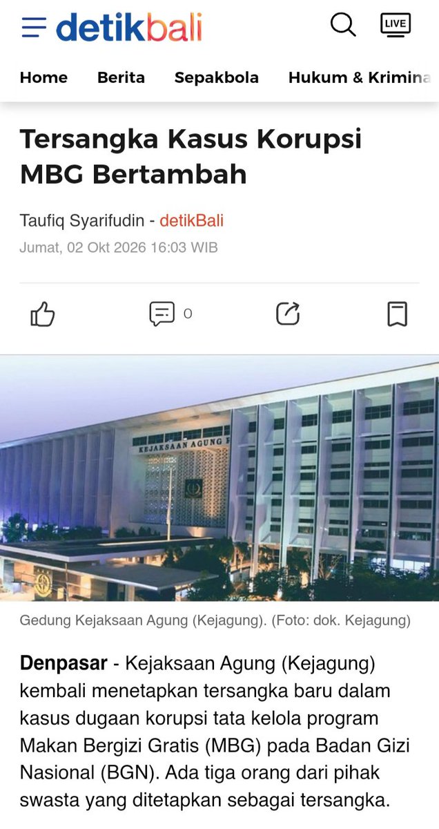 NayDonuts's tweet photo. 3 TERSANGKA BARU KORUPSI MBG.

YY, AA &amp; GB ditetapkan Kejagung sbg tersangka. Mrk diduga bersekongkol dgn Kolonel BU &amp; AM mengkondisikan pemenang, spesifikasi, HPS, agar PT YAT menang tender pengadaan motor listrik

Proyek kalau dikuasai makelar, hasilnya cm bikin negara boncos😁 https://t.co/60l3knwqDN