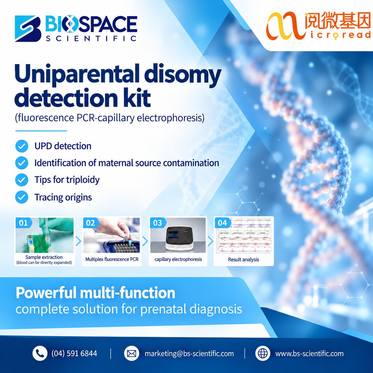 biospace_01's tweet photo. Uniparental Disomy Detection Kit:

🔬 Key Applications:

✅ UPD detection
✅ Identification of maternal source contamination
✅ Detection of indications of triploidy
✅ Tracing chromosomal origins
.
.
For product information:
🌐 https://t.co/sUWyHJuJAB
#BiospaceScientific https://t.co/RvzgbNHHxO