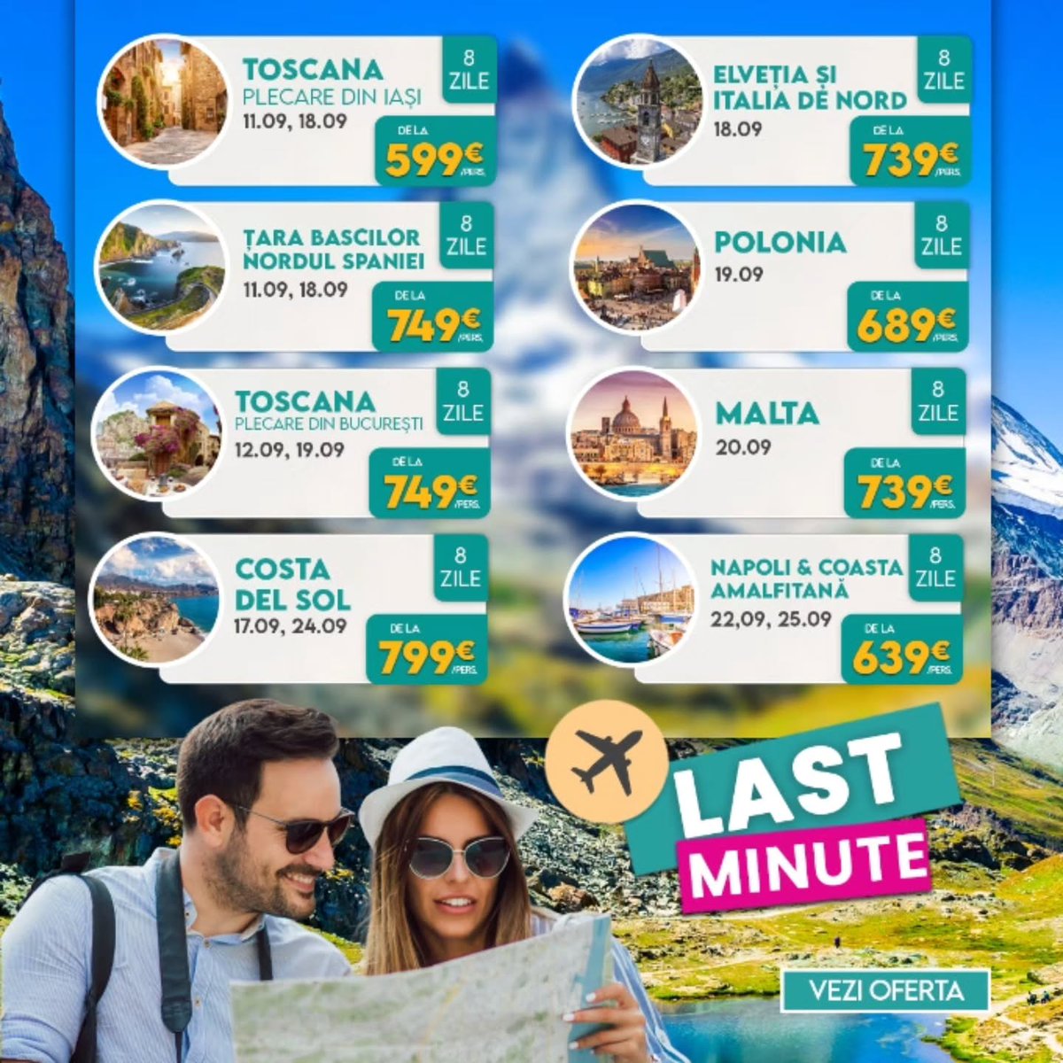 Claudiapetter's tweet photo. Senior Holidays Last Minute: Toscana, Malta, Napoli, Spania, Elveția și multe altele. Program fără limită de vârstă, fără taxă pentru non-seniori. Locuri limitate. Rezervări: 0721 235 821, Ghizdeanu Violeta https://t.co/4XVvyldYbR