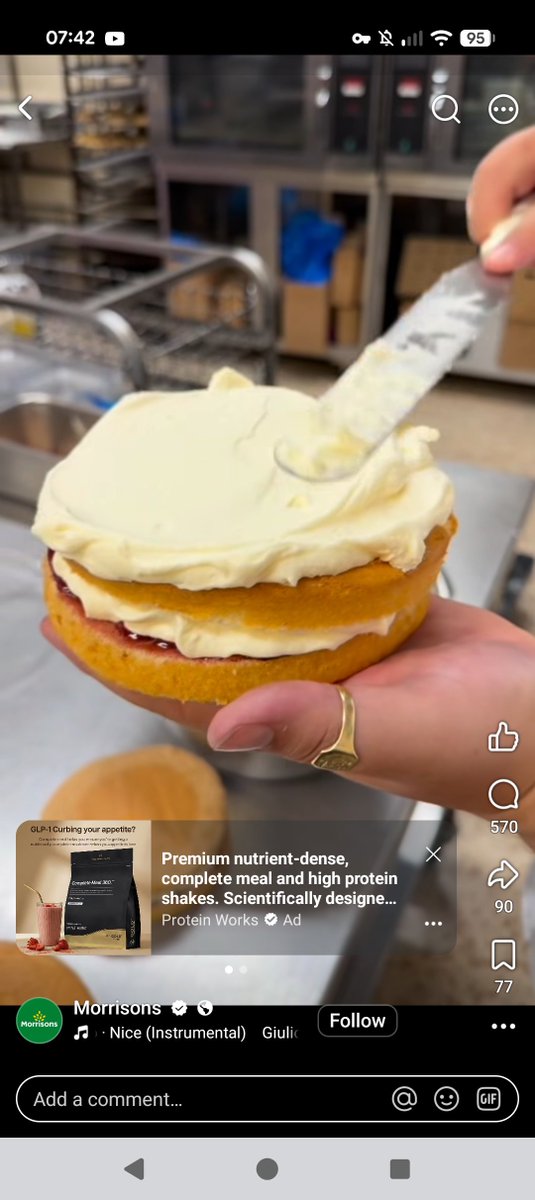 Woofles91's tweet photo. @Morrisons giving the ick here - whenever I've worked in production only a clean wedding band is allowed, that isn't a wedding band and has indentation which could harbour germs. Not the best media post would you agree? 🤢 https://t.co/ZpXaypwLHX