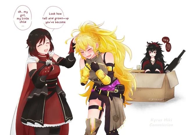 jaYTgameNews's tweet photo. (Art made by @Kyrus_Hiki) 
This is very cute. #SummerRose #YangXiaoLong #RavenBranwen #RWBY https://t.co/rNUvu16Qs6