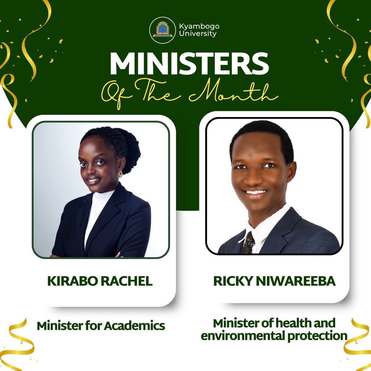 NiwarebaRicky's tweet photo. Grateful to the 22nd Guild Government for recognizing us as Ministers of the Month. @kyambogou @KyambogoGuild https://t.co/tFrCZrdi5H