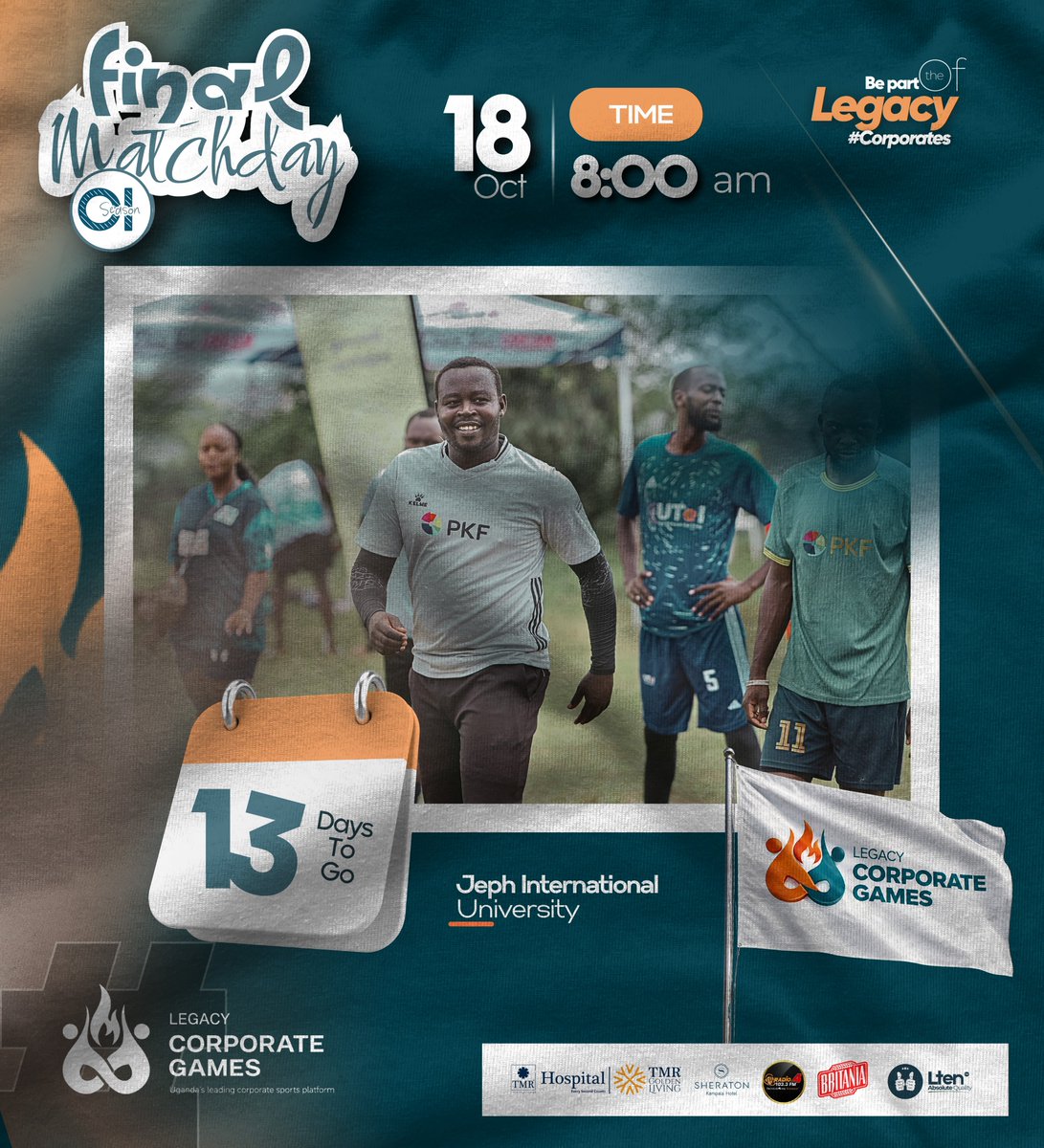 LegacyCorp2026's tweet photo. 13 DAYS TO GO! ⏳🔥

Being there is something you should not even be considering but a must be there 😎

One stage. One final push. One Legacy.

#LegacyCorporateGames #13DaysToGo #FinalMatchday #LeaveALegacy #GameOn https://t.co/1QbL9xvueR