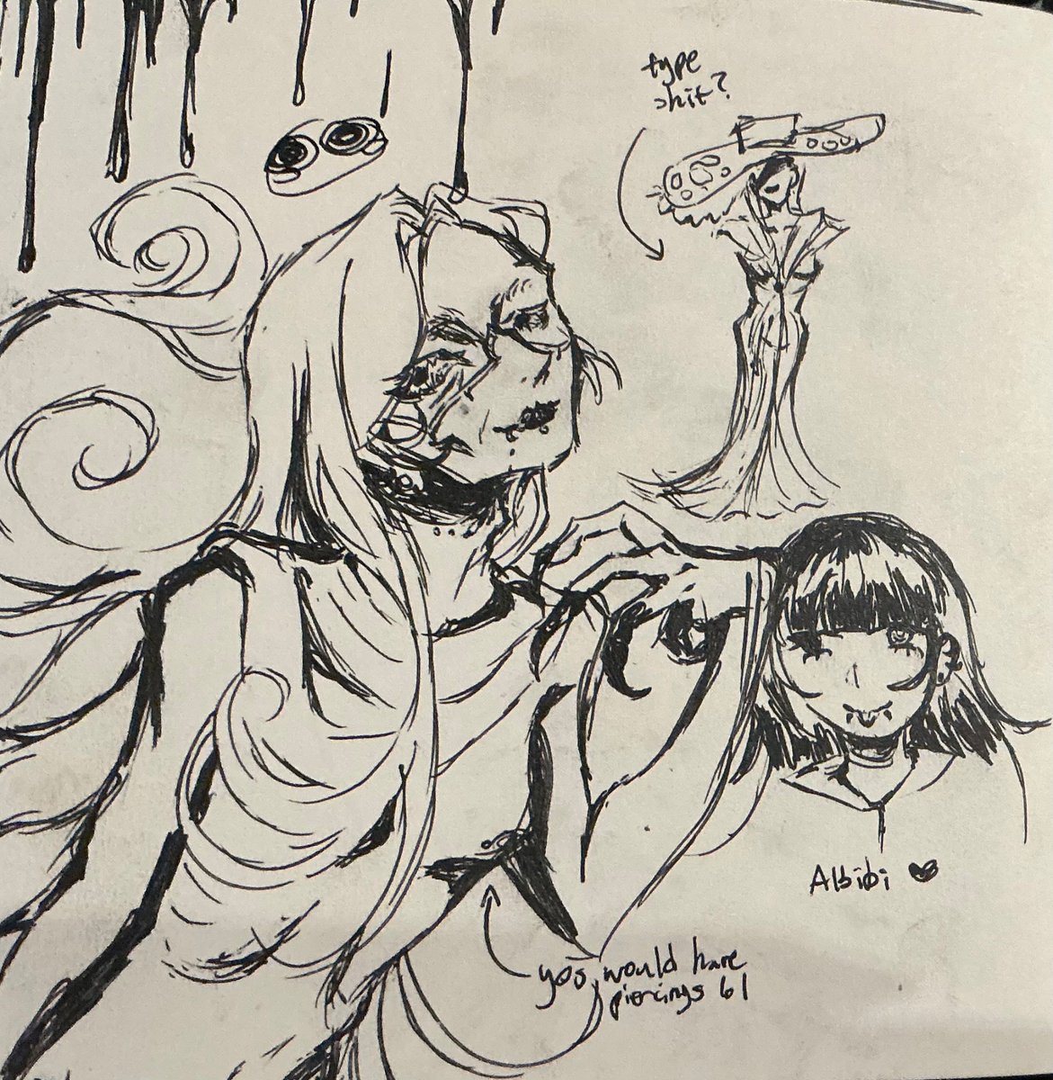 Wisterious_Snow's tweet photo. Genuinely the worst inktober day yet bruh 
Designs for my favourite washed maestro and his apprentice. 

I was going for a more androgynous look for c**listo but oh well. Thank you Lorenz Butterfly reverse 1999 for the reference bc I lowkey ripped your design off sorry queen 💔 https://t.co/wz9Zss06a7