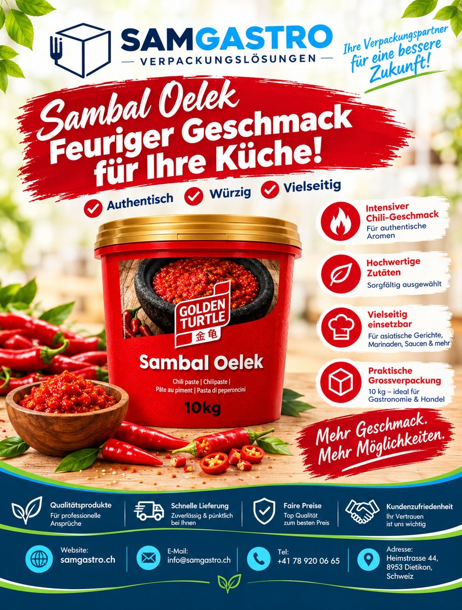 Samgastro_ch's tweet photo. πΆοΈπ₯ SAMGASTRO β Sambal Oelek | Feuriger Geschmack fΓΌr Ihre KΓΌche!
π https://t.co/nM9IRy4tef
π§ info@samgastro.ch
π +41 78 920 06 65
π Heimstrasse 44, 8953 Dietikon, Schweiz
#SAMGASTRO #SambalOelek #Chili #Chilisauce #Gastronomie #Restaurantbedarf #TakeAway #FoodService https://t.co/XGZA8sBBcf