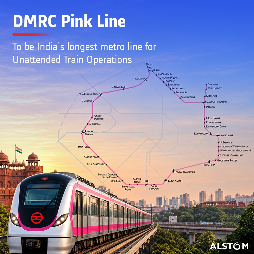 AlstomIndia's tweet photo. Alstom's advanced signalling is powering the next chapter of the @OfficialDMRC. ​
​
For the Line 7 (Pink Line) extension, we have deployed its Urbalis Flo CBTC #signalling system, designed to enable future GoA4 driverless operations making travel smooth, seamless, and safe. https://t.co/mwVZ2iCXHv