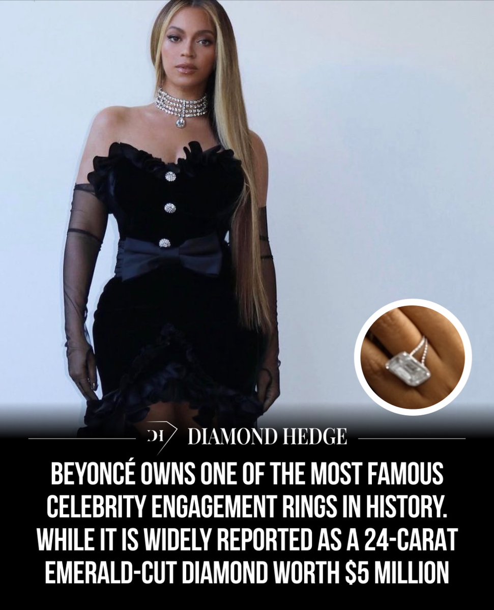 sfnco's tweet photo. Diamond Hedge: Beyoncé owns one of history’s most famous engagement rings—a widely reported 24-carat emerald-cut diamond worth $5 million. https://t.co/ldiS0RN5Cf
